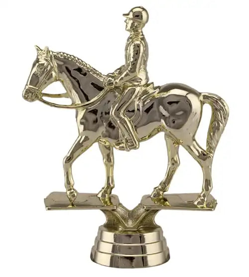 Bright gold horse and rider 113mm Tall