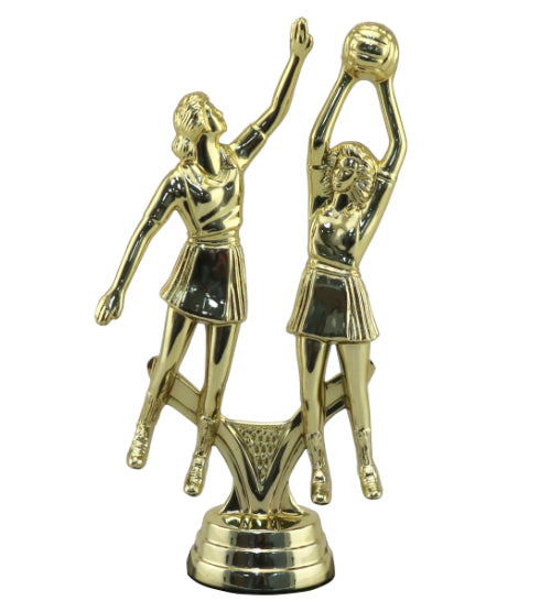 Netball Sport players, gold plastic figurine Tall