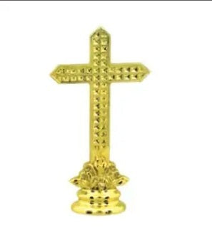 Gold cross plastic figurine 127mm Tall