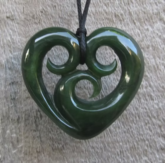 Greenstone Pendants-Heart Koru HPJPN007