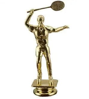 Bright gold female badminton figurine 124mm Tall