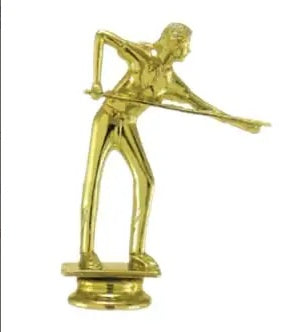 Bright gold female billiards figurine. 108mm Tall