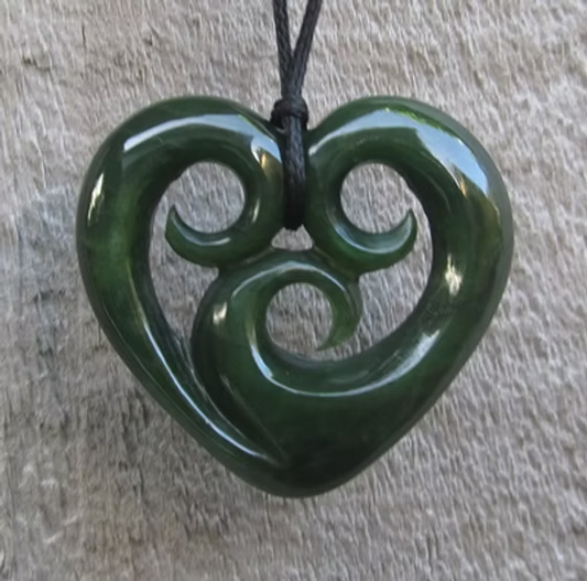 Greenstone Pendants-Heart Koru HPJPN007