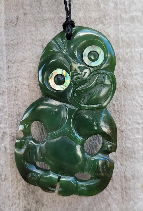 Greenstone Pendants-HPC153XL G/S DBL CIRCLED KORU 70mm